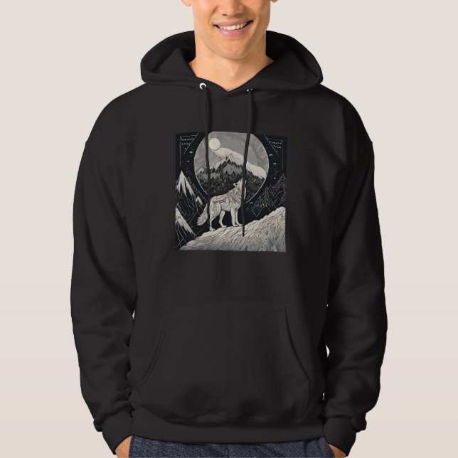Nattens Varg Howl - Moonlight & Forest Aesthetic Hoodie (Framsida)