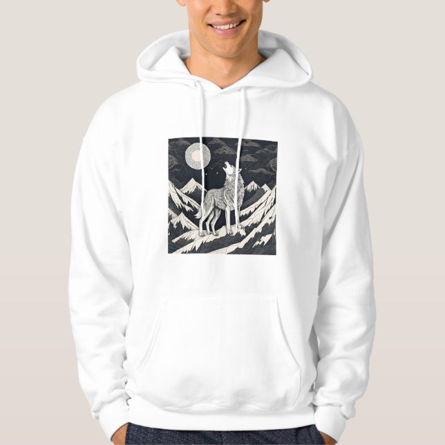 Nattens Varg Howl - Moonlight & Forest Aesthetic Hoodie (Framsida)