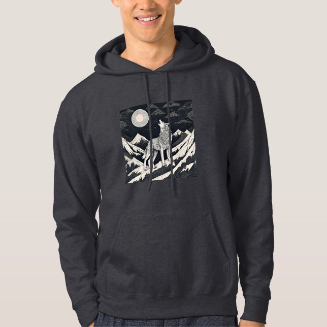 Nattens Varg Howl - Moonlight & Forest Aesthetic Hoodie (Framsida)