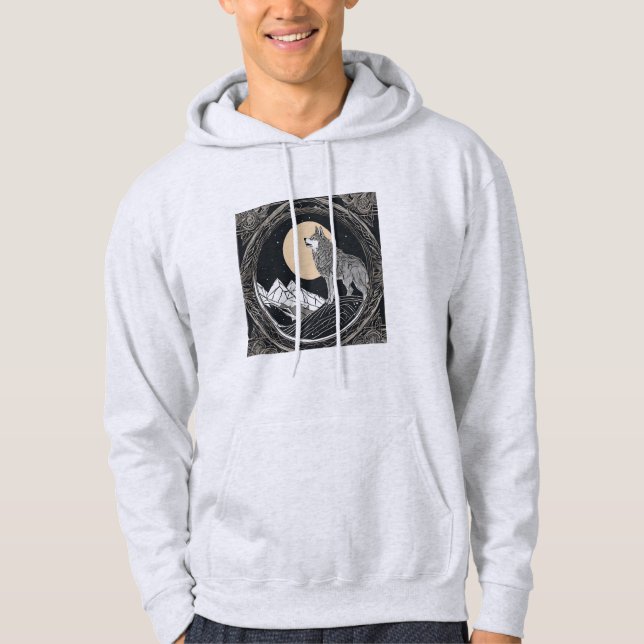 Nattens Varg Howl - Moonlight & Forest Aesthetic Hoodie (Framsida)