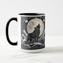 Nattens Varg Howl - Moonlight & Forest Aesthetic Mugg