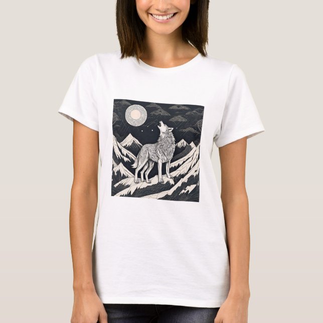 Nattens Varg Howl - Moonlight & Forest Aesthetic T Shirt (Framsida)