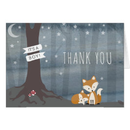 Nattens Woodland Fox Boy Shower Tack Hälsningskort