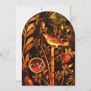 NÄTTERGAL MED ROSOR MONOGRAM, Röd Svart Gul Inbjudningar