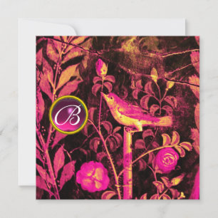 NÄTTERGAL MED ROSOR MONOGRAM, Rosa Svart Gul Inbjudningar
