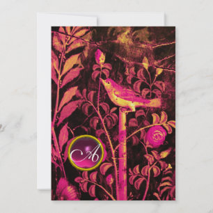 NÄTTERGAL MED ROSOR MONOGRAM, Rosa Svart Guld Inbjudningar