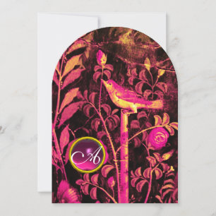 NÄTTERGAL MED ROSOR MONOGRAM, Rosa Svart Gult Inbjudningar