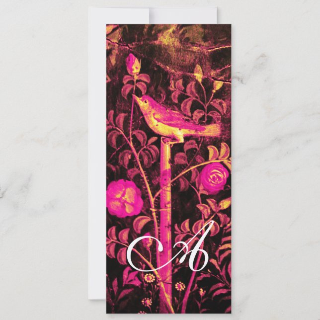 NÄTTERGAL OCH ROSOR MONOGRAM, Röd Svart Champagne Inbjudningar (Framsida)