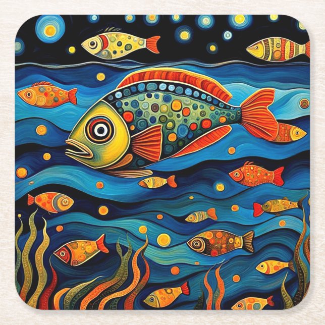 Nattfisk Underlägg Papper Kvadrat (Framsidan)