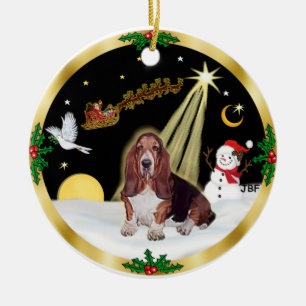 Nattflygande - Basset Hound Julgransprydnad Keramik