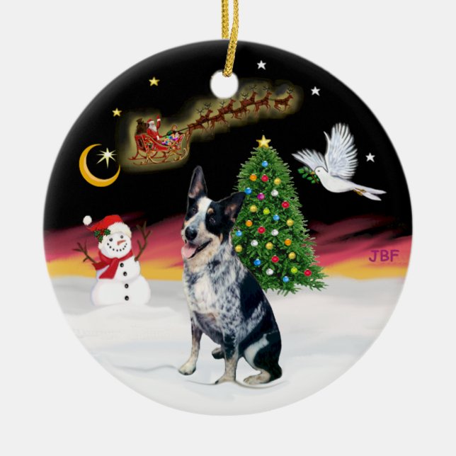 Nattflygning - australian cattledog julgransprydnad keramik (Framsidan)