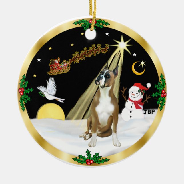 Nattflygning - Boxer Julgransprydnad Keramik (Framsidan)