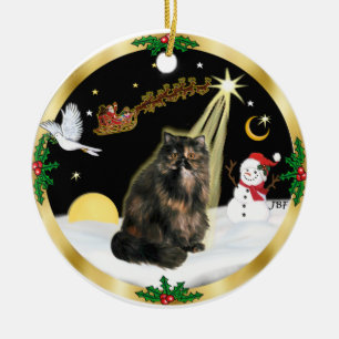 Nattflygning (GW) - Tortie Persian cat Julgransprydnad Keramik