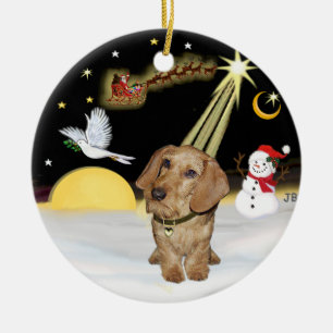 Nattflygning - kabelhytt Dachshund Julgransprydnad Keramik