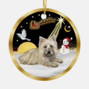 Nattflygning - Kairn Terrier Julgransprydnad Keramik