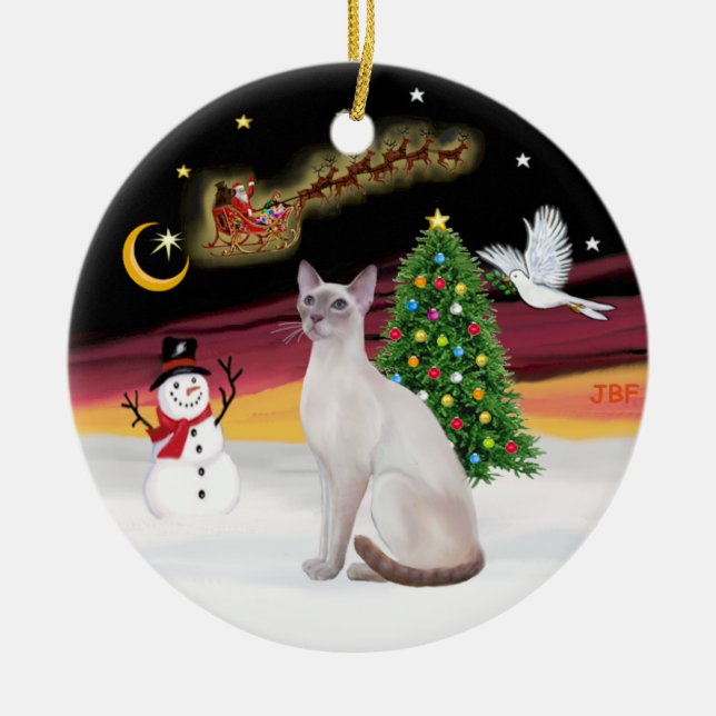 Nattflygning - Lila Point Siamese Julgransprydnad Keramik (Framsidan)