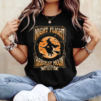 Nattflygning Skördemåne Vintage Häxa T Shirt