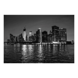 Nattfoto av New York City Skyline Ligcape Fototryck
