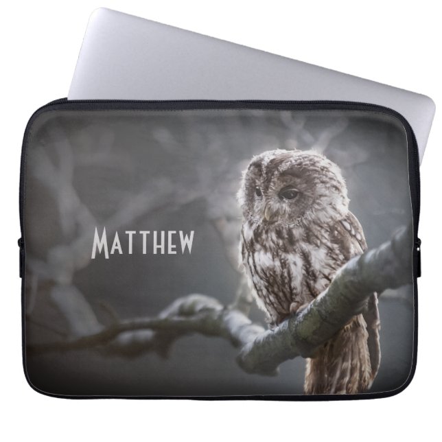 Nattfoto Uggla Monogram Laptop sleeve (Framsidan)
