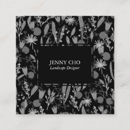 Nattgarden Botaniska Blommigten Plants Modern Chic Fyrkantigt Visitkort