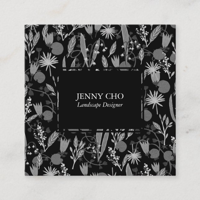 Nattgarden Botaniska Blommigten Plants Modern Chic Fyrkantigt Visitkort (Framsida)