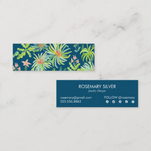 Nattgarden Watercolor Botaniskt färgad Elegant Mini Visitkort