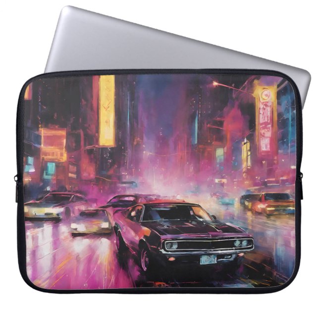 NattgatuTävla i Vibrant City Laptop Fodral (Framsidan)