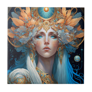 Nattguddess drottning Fantasy Art Kakelplatta