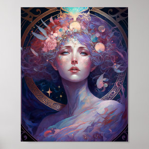 Nattguddess drottning Fantasy Art Poster