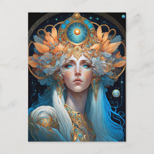 Nattguddess drottning Fantasy Art Vykort