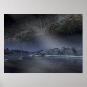 Natthimmlen från ett hypotetiskt främmande planet poster