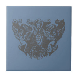 Nattier-blue Angels – Coat of arms Emblem baroque Kakelplatta