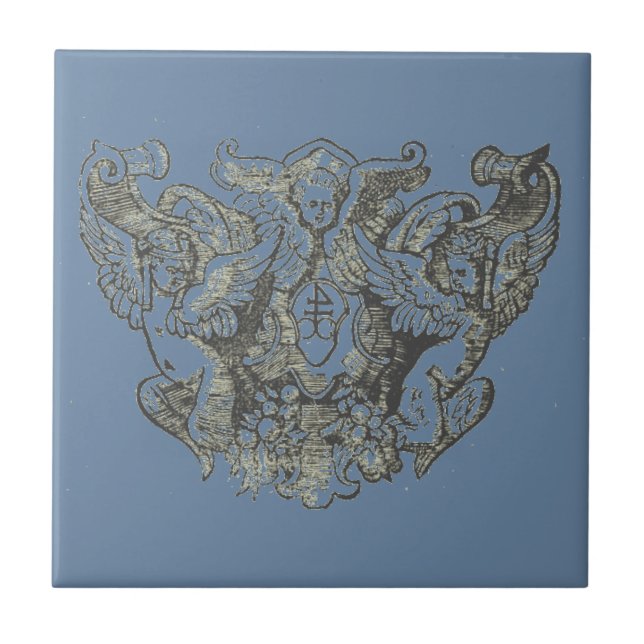 Nattier-blue Angels – Coat of arms – Emblem Kakelplatta (Framsidan)