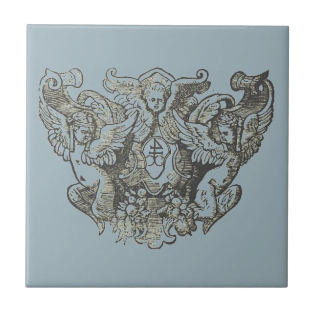 Nattier-blue Angels – Coat of arms – Emblem Kakelplatta (Framsidan)