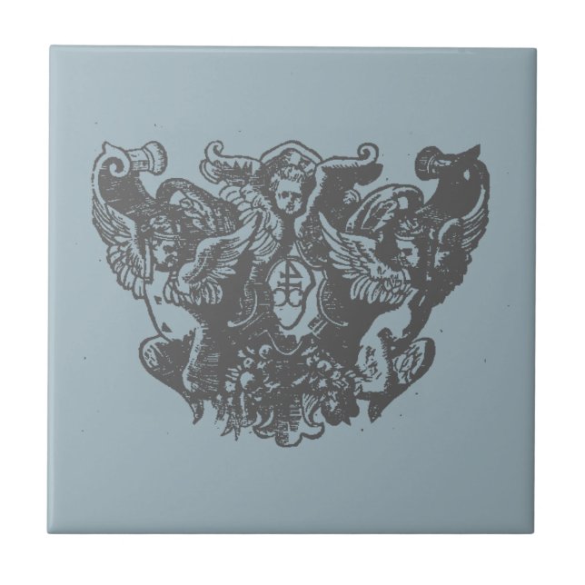 Nattier-blue Angels – Coat of arms – Emblem Kakelplatta (Framsidan)