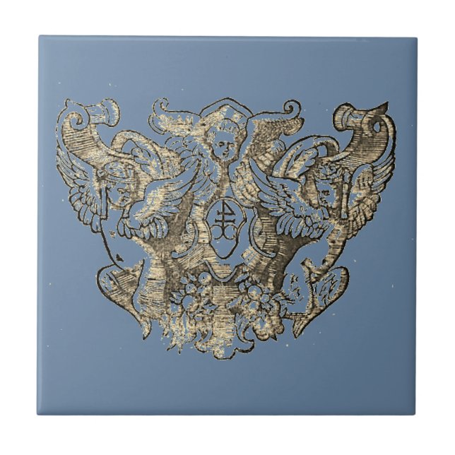 Nattier-blue Angels – Coat of arms – Emblem Kakelplatta (Framsidan)