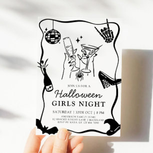Nattinbjudan till hand plockade Halloween Girls Inbjudningar