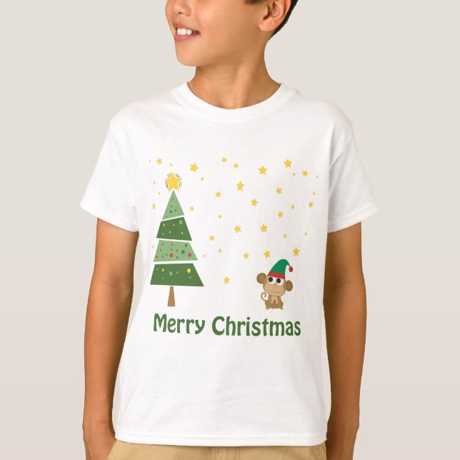 Nattjulläge med Cute Monkey T Shirt (Framsida)