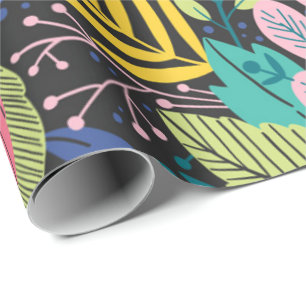 Nattjungle Exotic Colorful Botanical Mönster Presentpapper