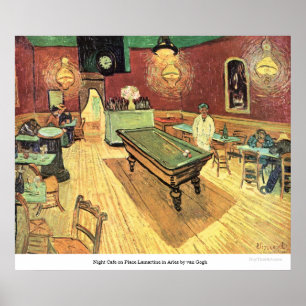 Nattkafé på Ställe Lamartine i Arles av van Gogh Poster