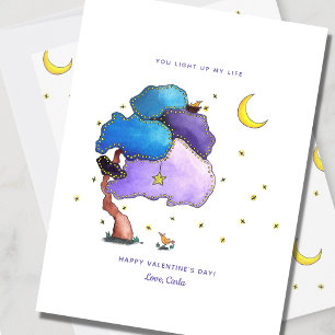 Nattkamp Cute Valentine-Helgdag Card Julkort
