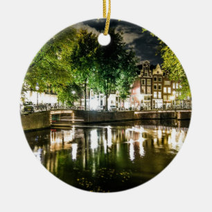 nattkanal i Amsterdam, Nederländerna Julgransprydnad Keramik