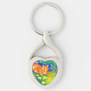 Nattkatt Twisted Heart Silverfärgad Nyckelring