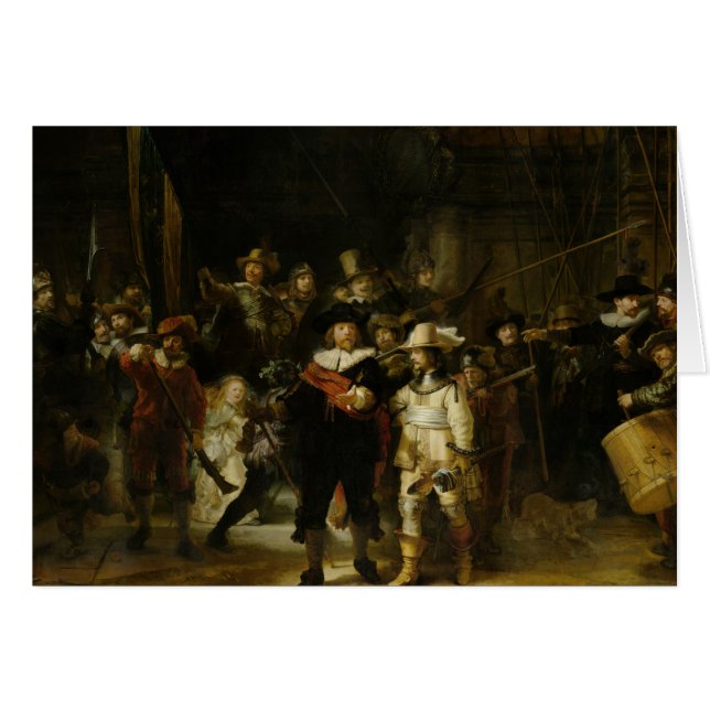 Nattklockan, Rembrandt Van Rijn Hälsningskort (Framsidan Horizontal)