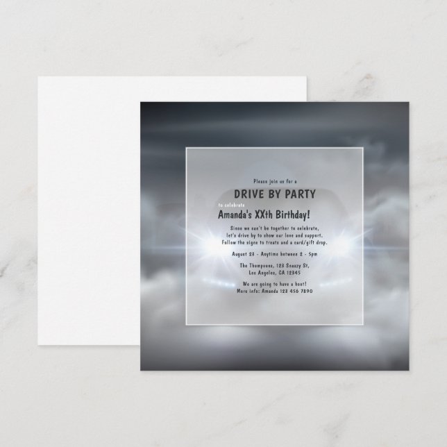 Nattkörning efter Födelsedagsfest inbjudan (Fram/baksida)