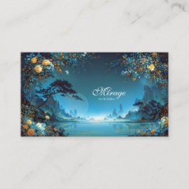 Nattlandskap Guld Ros Blommig Teal Sjö Ram Visitkort