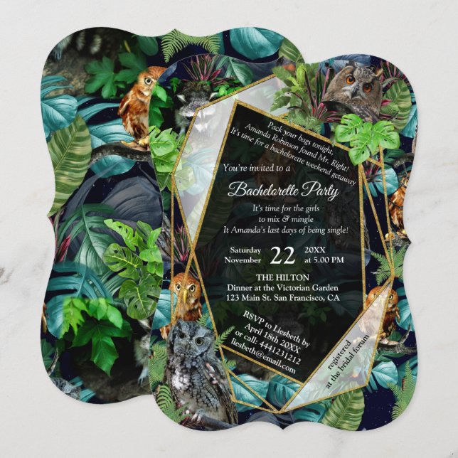 Nattlevande party firande inbjudningar (Fram/baksida)