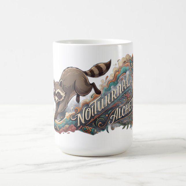 Nattlig Alkemi Tvättbjörn Långärmad Kaffemugg (Center)