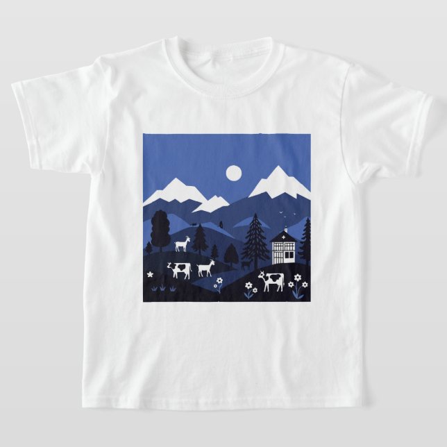 Nattlig bergsutsikt t shirt (Laydown)