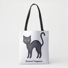 Nattlig Följeslagare Svart Katt Totebag Tygkasse